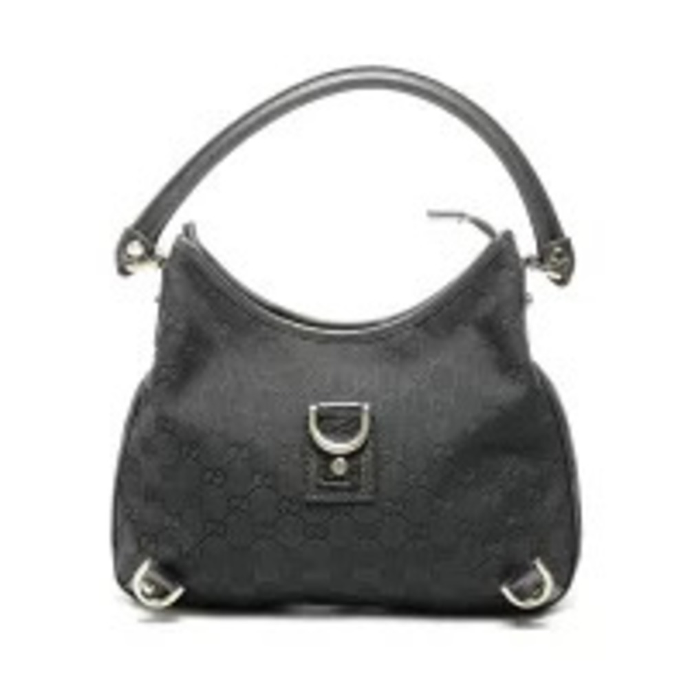 Gucci GG Abbey Canvas One Shoulder Hobo Bag Black